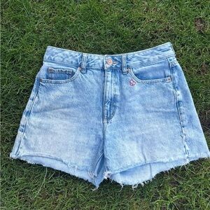Garage Light Wash Embroidered Denim Shorts